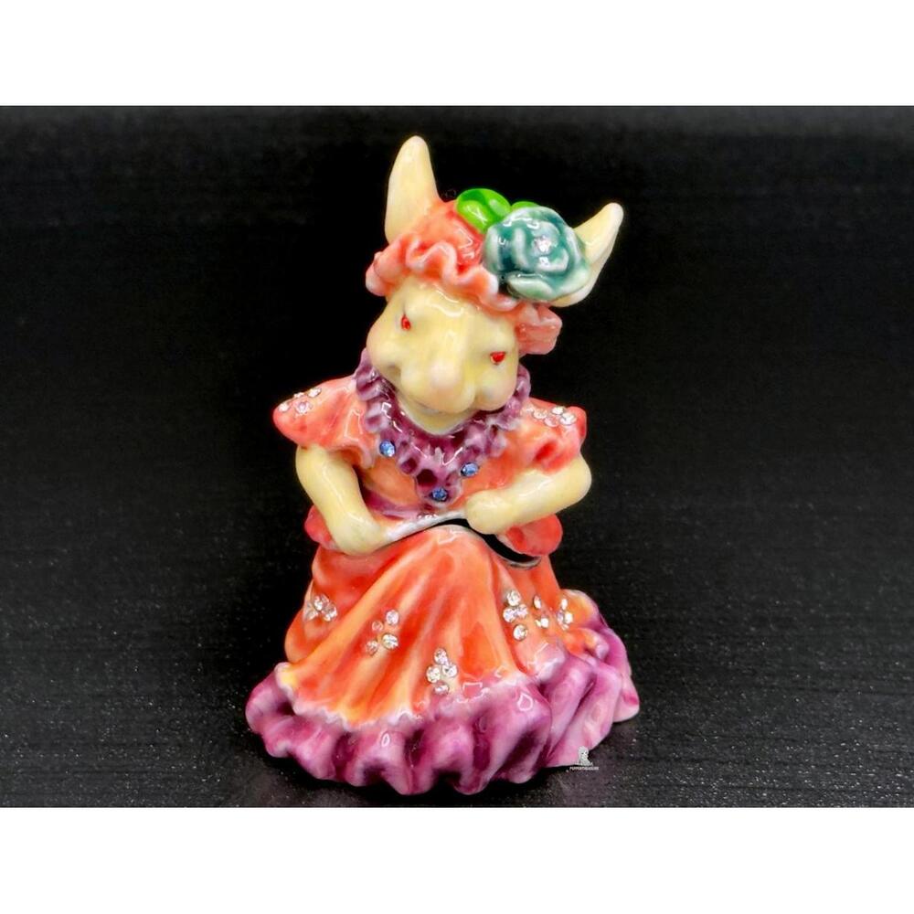 G.R. Godinger/Renaissance Jeweled Pig Trinket Box Rhinestone Hinged Collectible